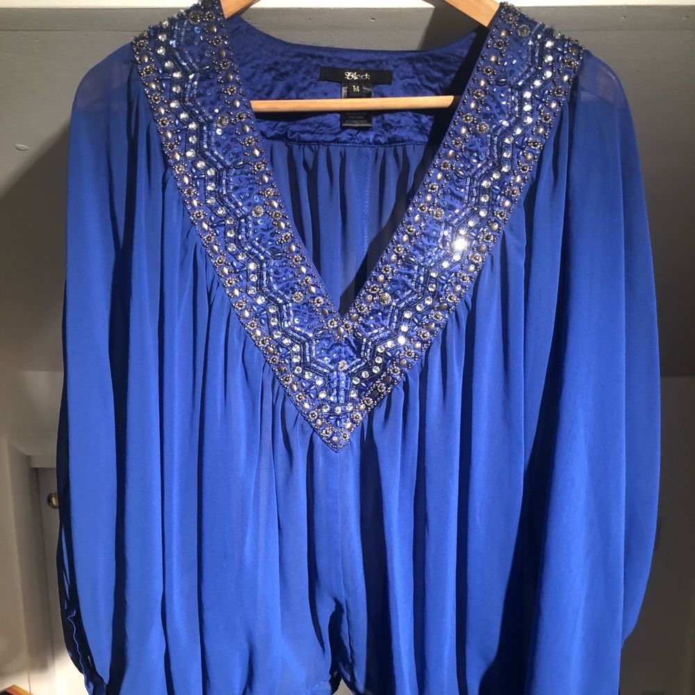 Royal blue sequin blouse